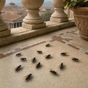 Formiche alate su balcone in pietra